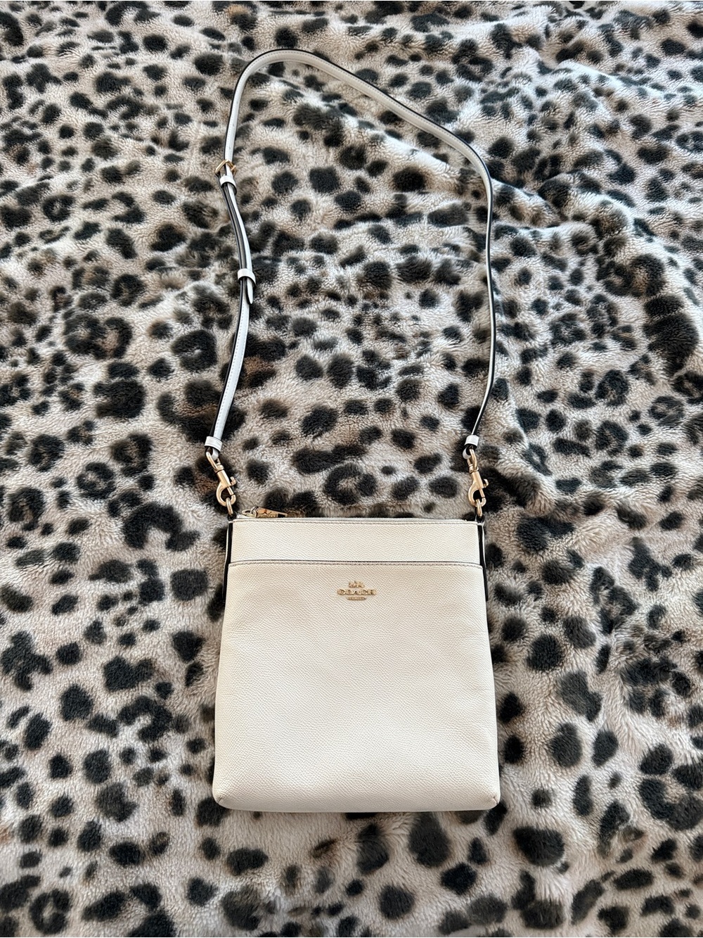 Coach Pebbled Leather Crossbody in Ivory with 2 Gold Hardware Purse